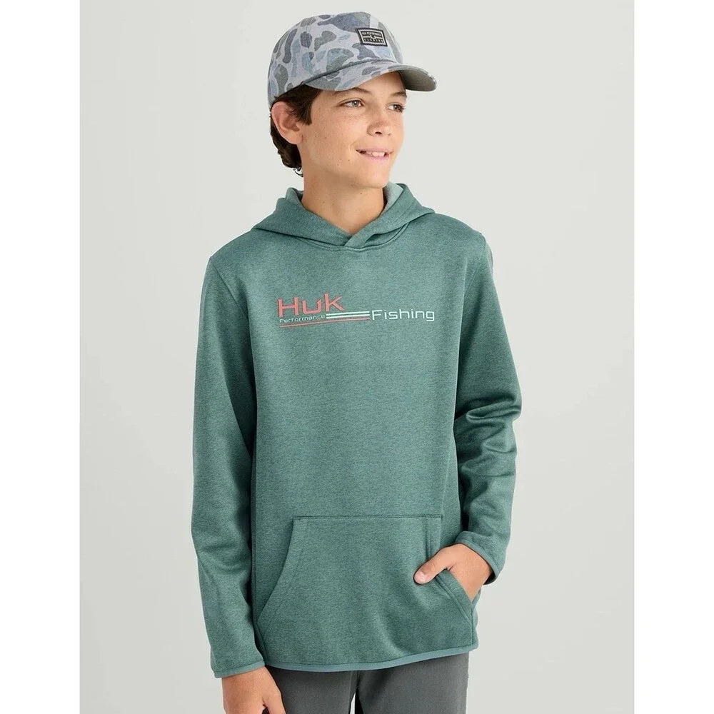 HUK Hoodie Boys Coldfront+ Graphic Performance Fishing Hoodie Size:YM